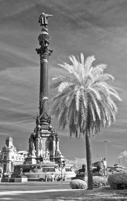 IMG_0083.jpg - Columbus Monument, Barcelona, Span,  infrared 20x24 framed